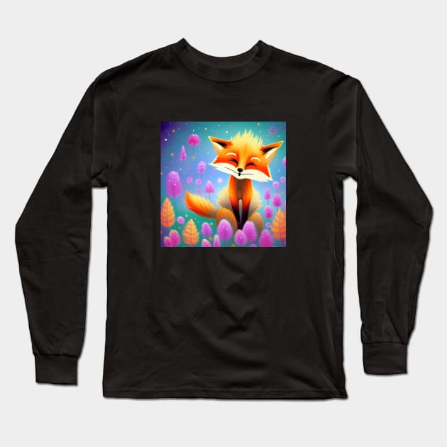 Happy Red Fox Long Sleeve T-Shirt by ArtistsQuest